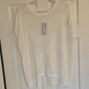 White Open Knit Women's Top XXL